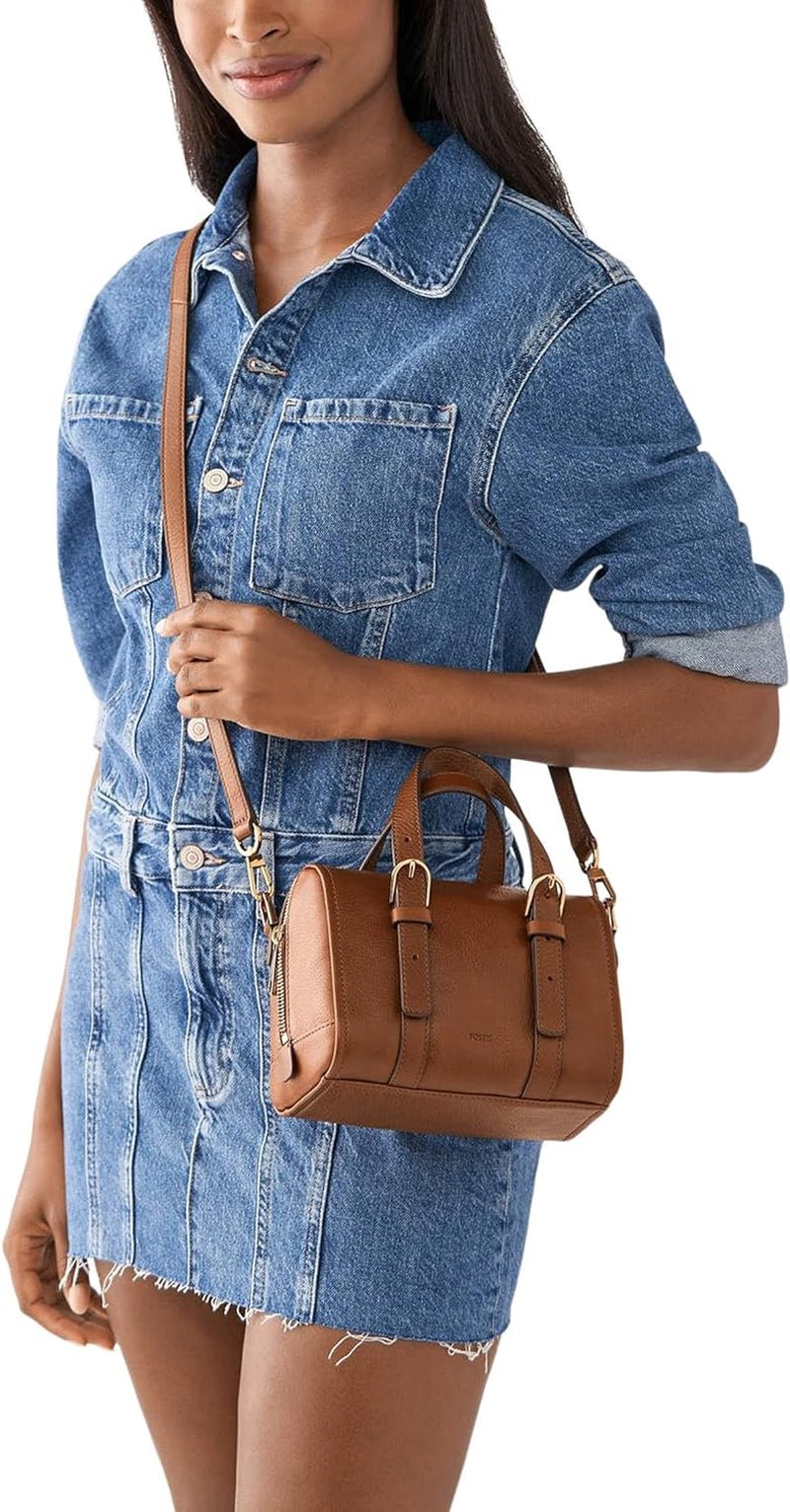 Fossil Carlie Leather Mini Satchel Purse Borsa a mano da donna Borse Donna Naty Shop