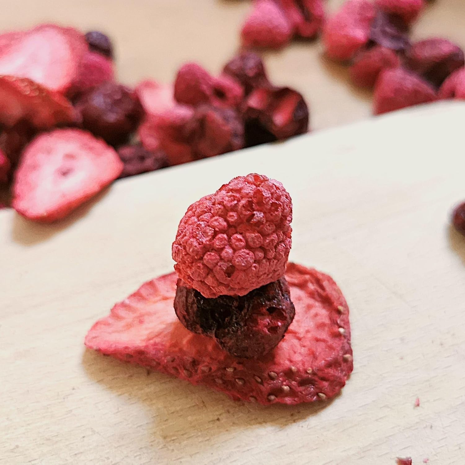 Mix di frutta rossa di frutta liofilizzata | XL 300g Mix di frutta secca fragole liofilizzate lamponi amarene | Frutta liofilizzata Fragola Lampone Amarena | ZingyZoo Prodotti disidratati Naty Shop