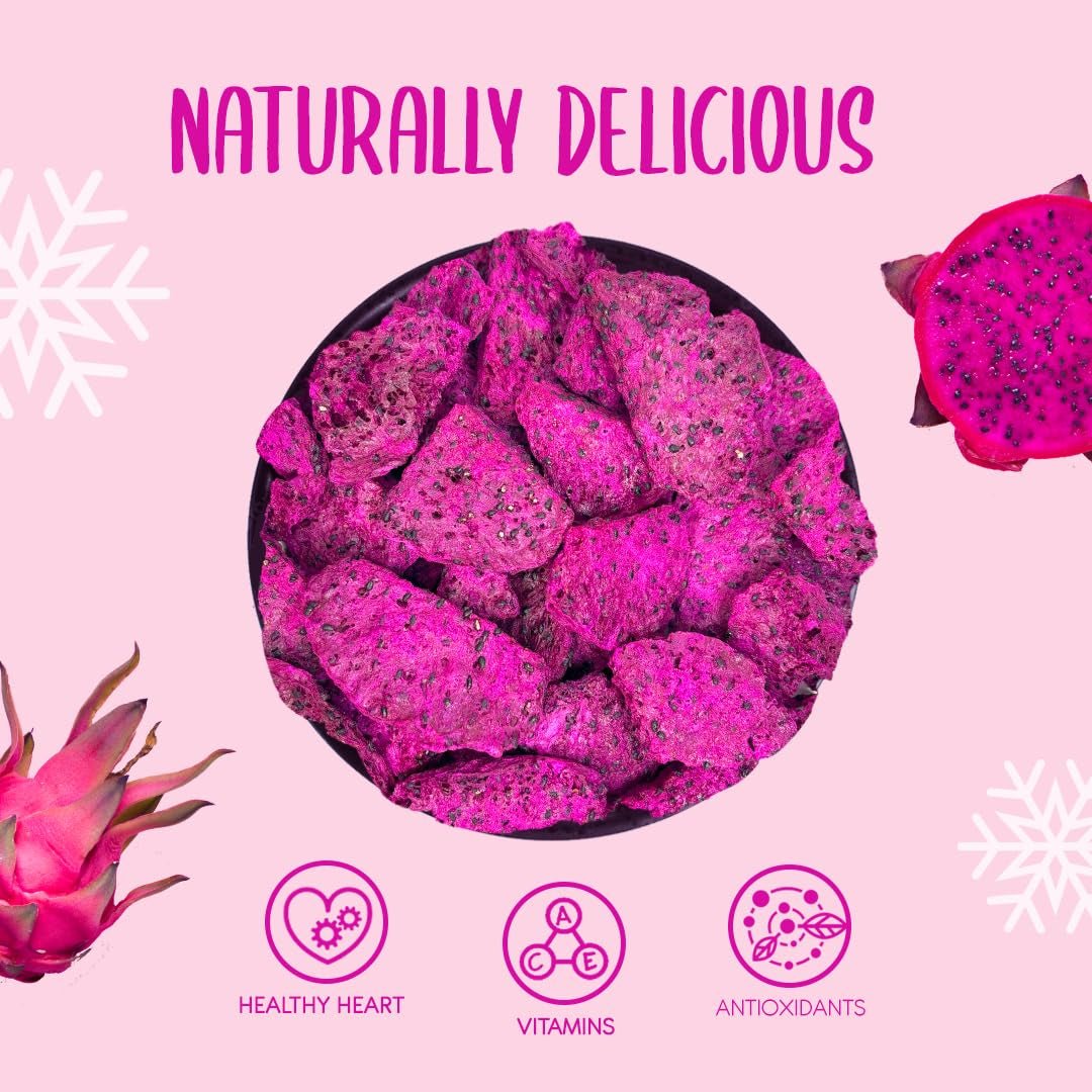 Frutto del drago liofilizzato 50g - Frutto del drago liofilizzato - Frutta secca liofilizzata - Frutto del drago essiccato a fette per cottura al forno, decorazione, snack, muesli, dessert Prodotti disidratati Il mio negozio