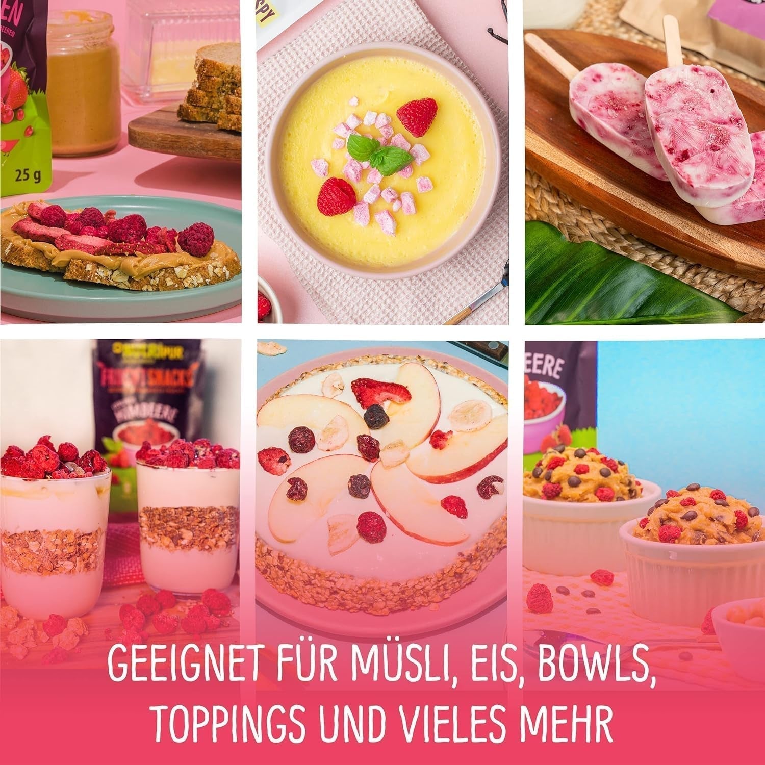 Frutta liofilizzata: 100g di lamponi liofilizzati per frullati, muesli, guarnizioni per porridge - frutti di bosco liofilizzati senza zuccheri aggiunti - frutti di bosco liofilizzati - frutta di NutriPur Prodotti disidratati Naty Shop