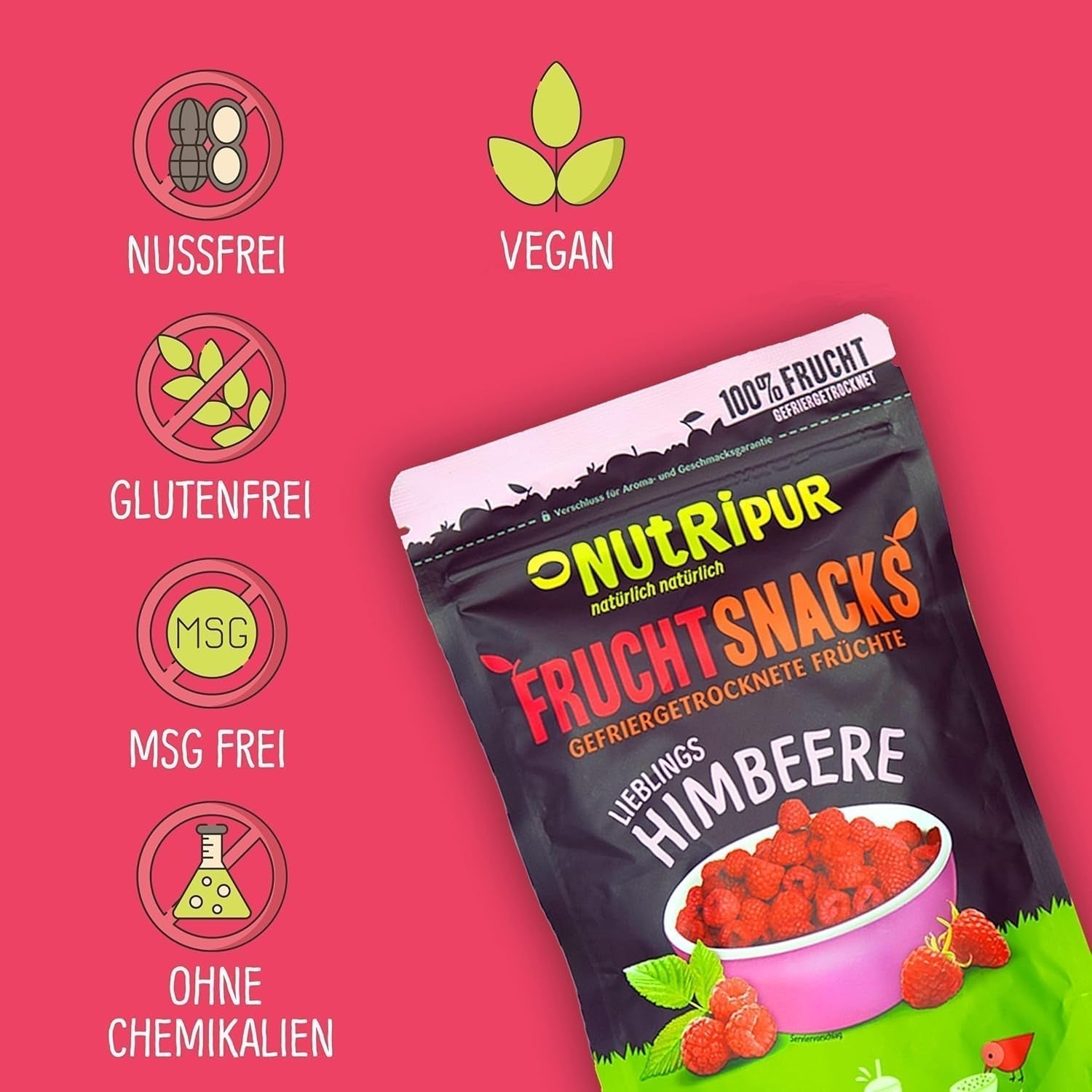 Frutta liofilizzata: 100g di lamponi liofilizzati per frullati, muesli, guarnizioni per porridge - frutti di bosco liofilizzati senza zuccheri aggiunti - frutti di bosco liofilizzati - frutta di NutriPur Prodotti disidratati Naty Shop