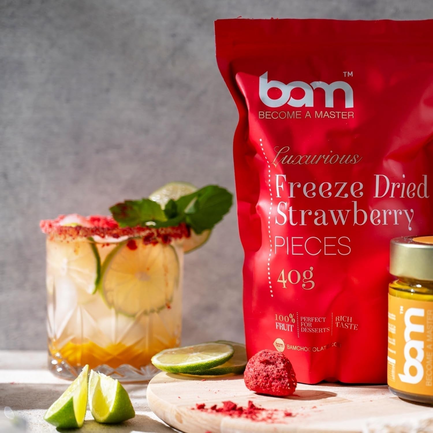Frutta liofilizzata BAM, 40 grammi, frutta al naturale, dolci perfetti, gusto ricco (fragola) Prodotti disidratati Naty Shop