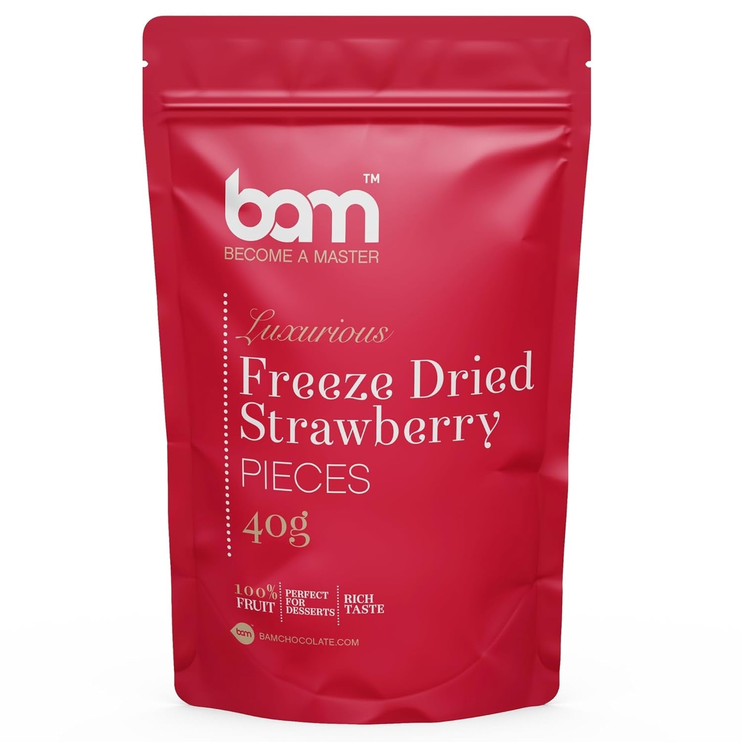 Frutta liofilizzata BAM, 40 grammi, frutta naturale, dolci perfetti, gusto ricco (fragola) Prodotti disidratati Naty Shop Fragole