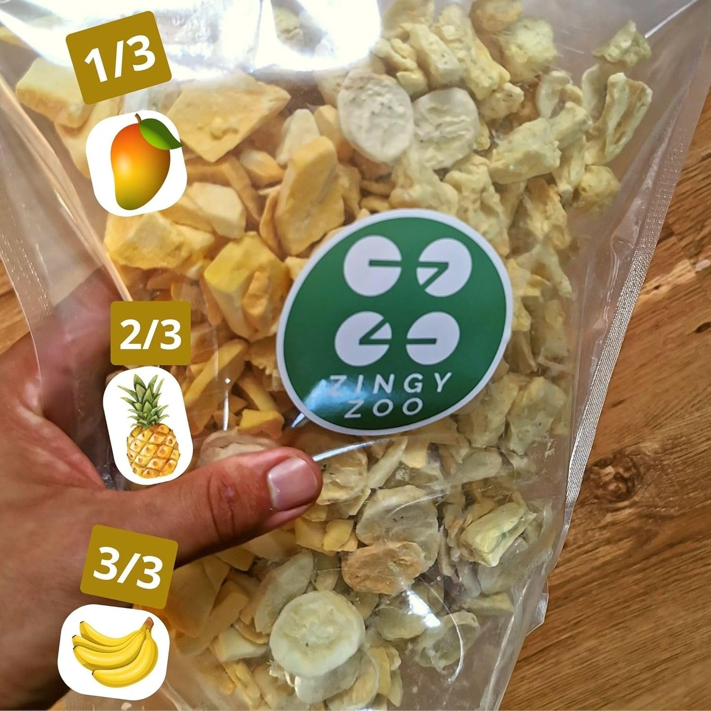 Frutta liofilizzata Mix di frutta tropicale | XL 350g Ananas liofilizzato Mango Banana Mix di frutta liofilizzata | Frutta liofilizzata Ananas Banana Mango Mix di frutta secca | ZingyZoo Prodotti disidratati Naty Shop