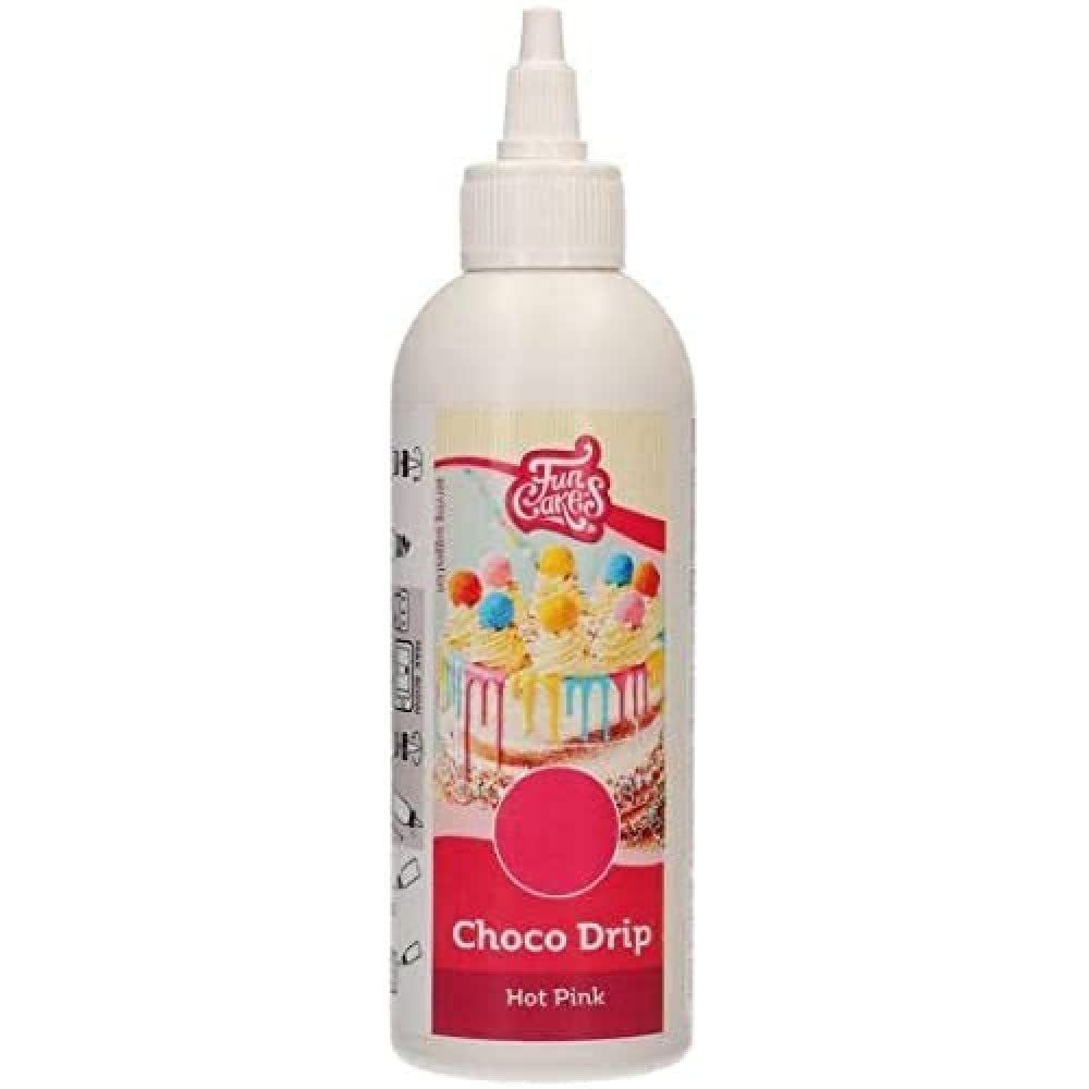 FunCakes Choco Drip Hot Pink (Rosa scuro): sapore delizioso, facile da usare, perfetto per le drip cake, sapore di cioccolato drip. Confezione richiudibile 180 g. Titolo predefinito della pasta di zucchero Naty Shop