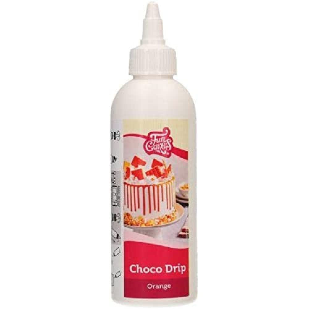 FunCakes Choco Drip Orange: Sapore delizioso, Facile da usare, Perfetto per le drip cake, Gusto al cioccolato. Confezione richiudibile 180 g. Titolo predefinito della pasta di zucchero Naty Shop