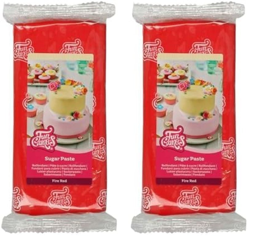 FunCakes Fondente Laminato Rosso Fuoco: Facile da Usare, Liscio, Flessibile, Morbido e Piegabile, Perfetto per Decorare Torte, Halal, Kosher e Senza Glutine 1 kg (Confezione da 1) Naty Shop Pasta di Zucchero Rosso Fuoco 1 kg (Confezione da 2)