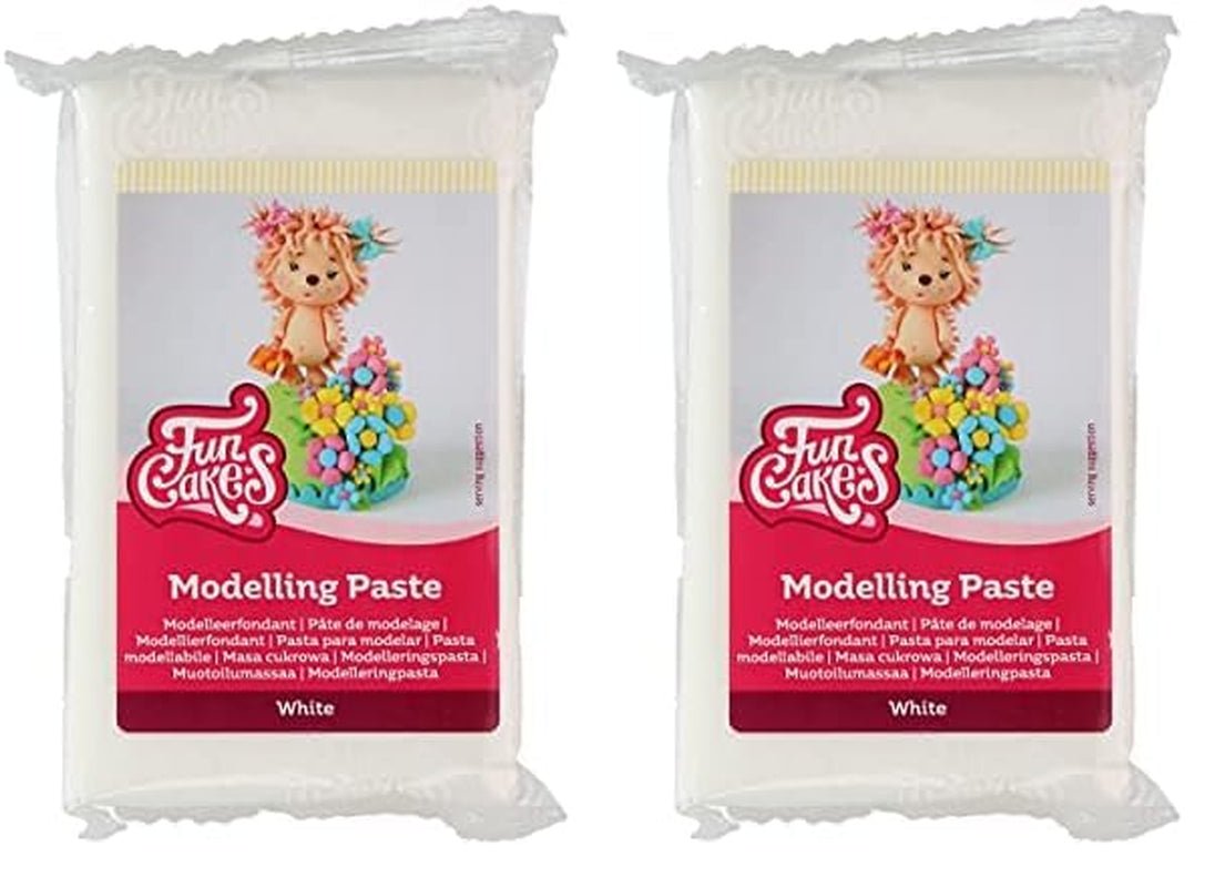 Pasta modellabile bianca FunCakes: perfetta per modellare figure, top di torte e volant. Forte, liscio ed elastico. Halal, kosher e senza glutine. 250 g. (confezione da 2) Naty Shop Pasta di zucchero bianca 250 grammi (confezione da 2)