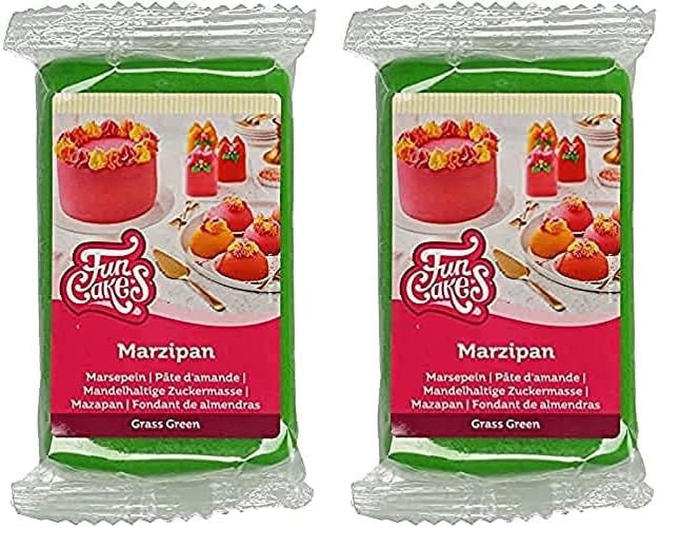 FunCakes Pasta di zucchero alle mandorle (marzapane olandese) Verde erba: Facile da usare e liscia, perfetta per decorare torte, halal, kosher e senza glutine 250 g (confezione da 2) Naty Shop Pasta di zucchero verde erba 250 G (confezione da 2)