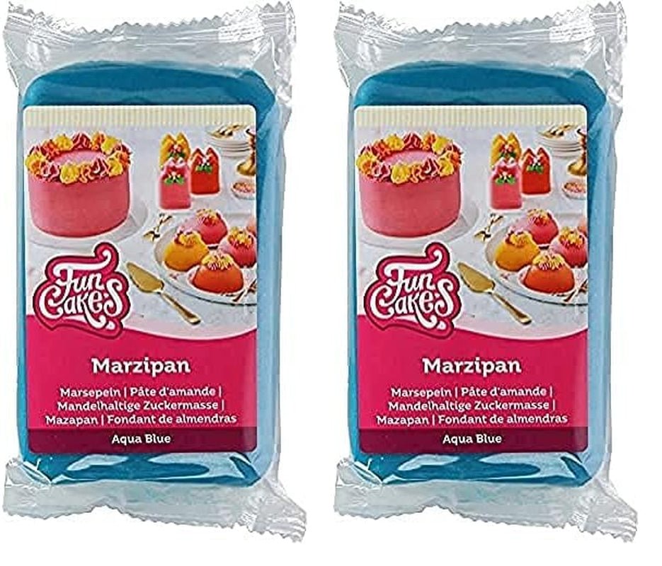 FunCakes Pasta di Zucchero di Mandorle (Marzapane Olandese) Aqua Blue: Facile da usare e liscia, perfetta per decorare torte, Halal, Kosher e Senza Glutine 250g (Confezione da 2) Naty Shop Pasta di Zucchero 250 G (Confezione da 2) Marzapane