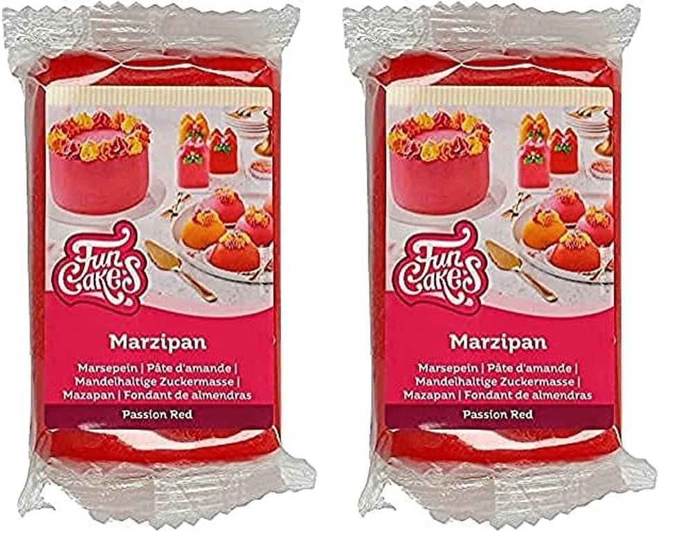FunCakes Pasta di Zucchero alle Mandorle (Marzapane Olandese) Passion Red: facile da usare e scorrevole, perfetta per decorare torte, halal, kosher e gluten free. 250 g. (confezione da 2) Pasta di zucchero Naty Shop 250 G (confezione da 2)