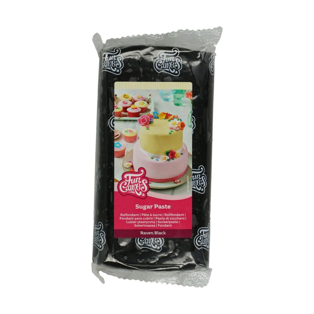 FunCakes Raven Black Fondant arrotolato: facile da usare, liscio, flessibile, morbido e modellabile, perfetto per decorare torte, halal, kosher e senza glutine. 1 kg (confezione da 2) Naty Shop Pasta di zucchero nera Raven 1 kg