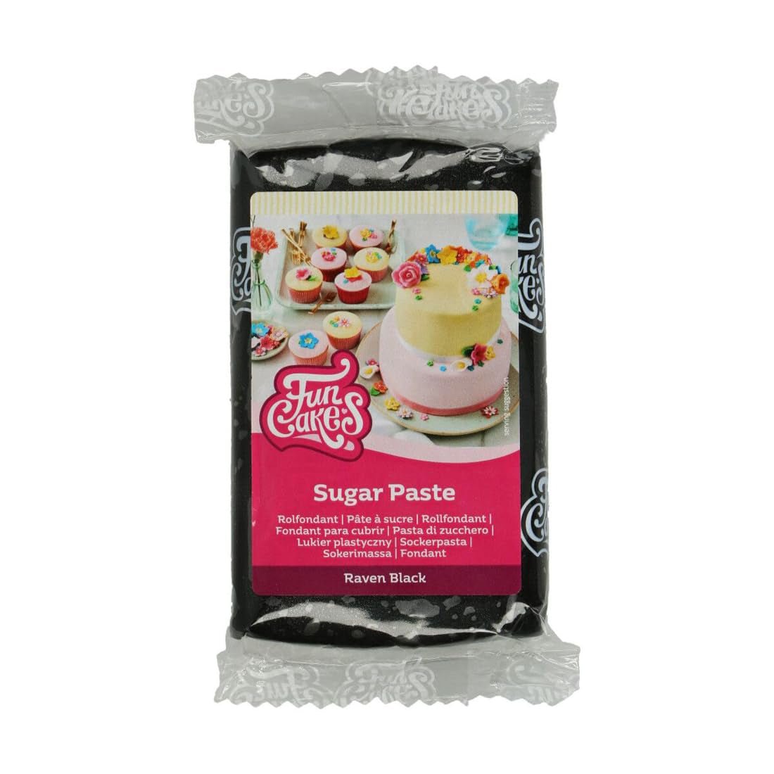 FunCakes Raven Fondant Nero Arrotolato: Facile da Usare, Liscio, Flessibile, Morbido e Flessibile, Perfetto per Decorare Torte, Halal, Kosher e Senza Glutine, 250g Naty Shop Pasta di Zucchero Titolo predefinito
