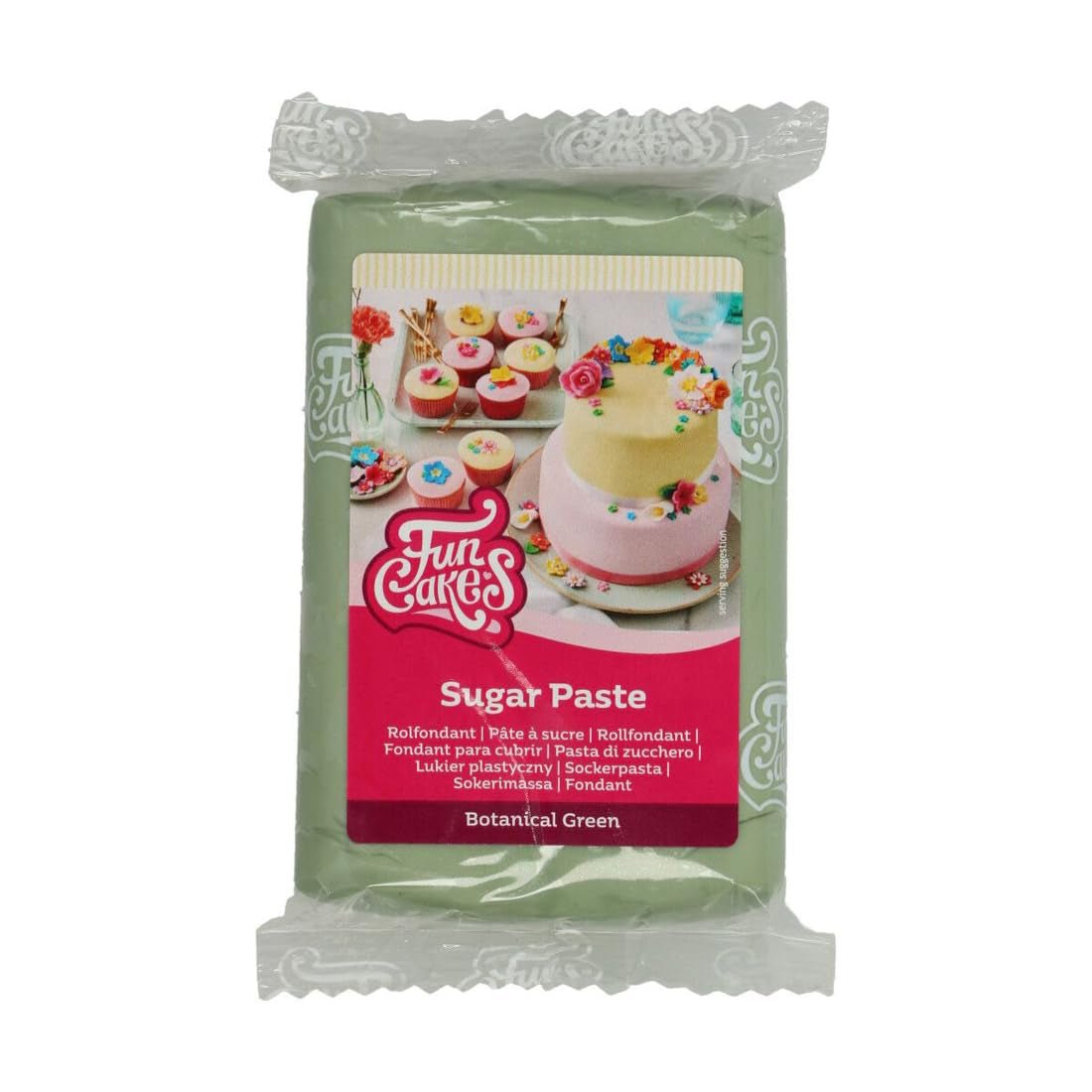 FunCakes rotolo fondente Botanical Green: facile da usare, liscio, flessibile, morbido e modellabile, perfetto per decorare torte, halal, kosher e senza glutine, 250g Naty Shop pasta di zucchero Botanical Green 250G