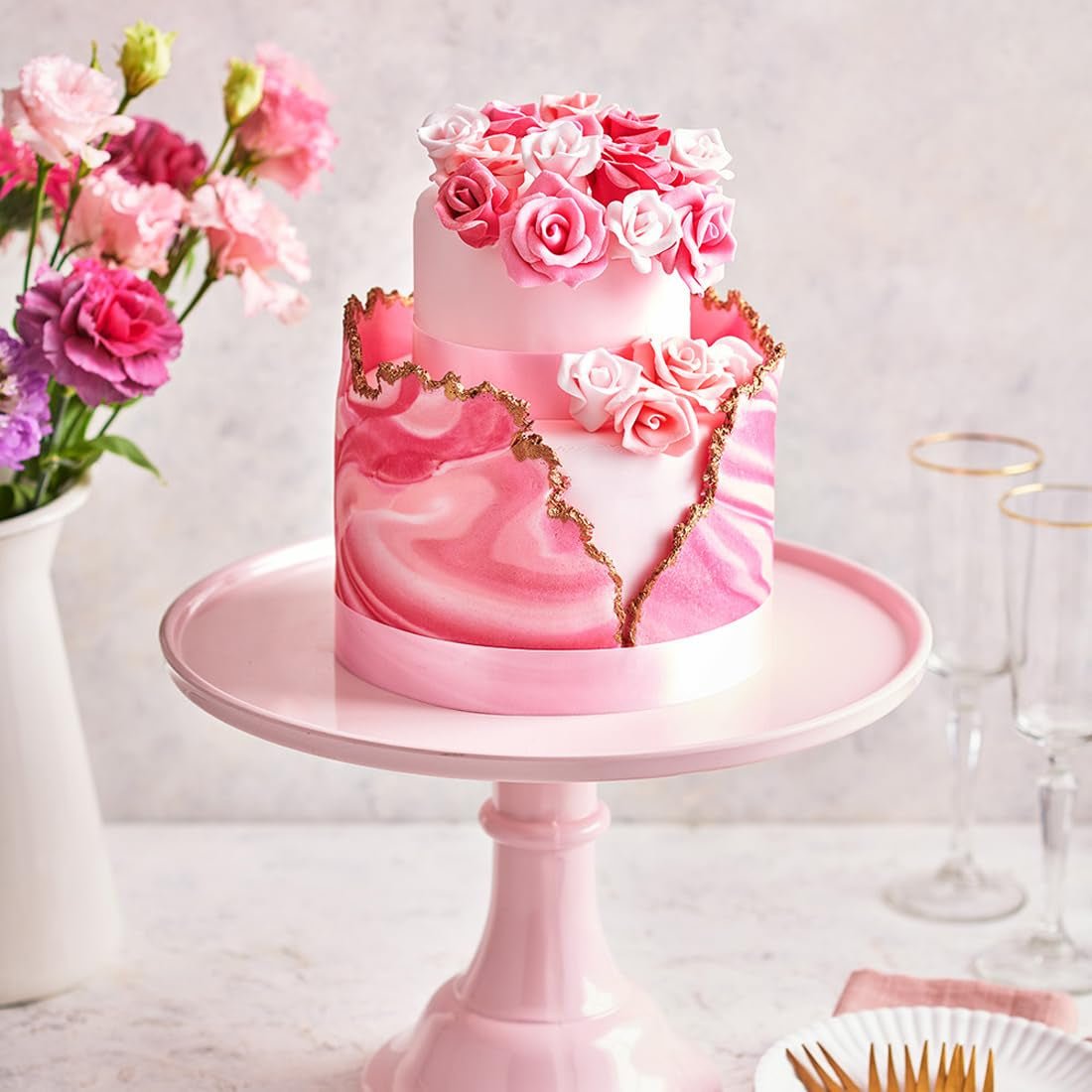 FunCakes Roll Fondant Hot Pink: facile da usare, liscio, flessibile, morbido e modellabile, perfetto per decorare le torte. Senza glutine. Pasta di zucchero Naty Shop da 1 kg