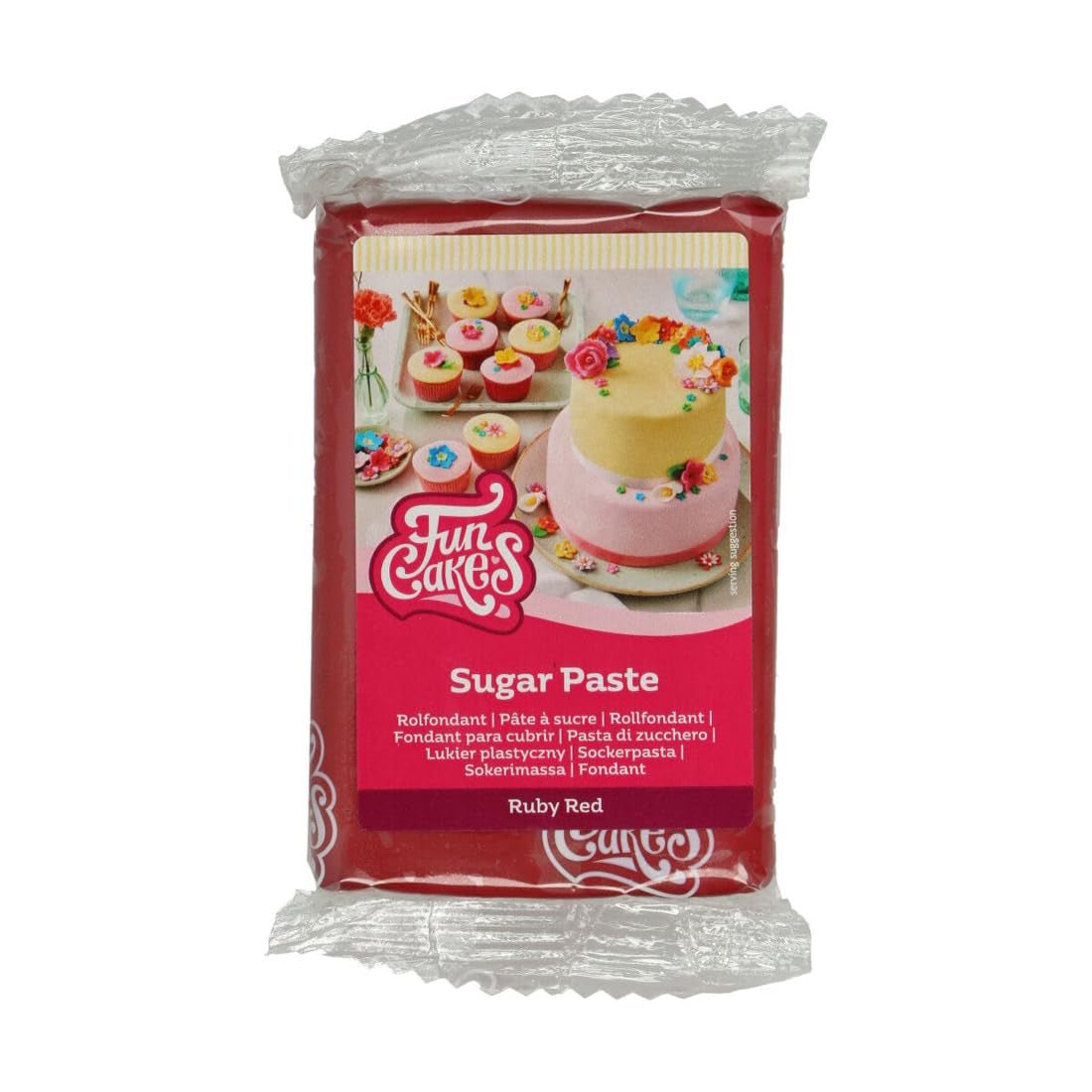 Rotolo di pasta di zucchero FunCakes rosso rubino: facile da usare, liscio, flessibile, morbido e modellabile, perfetto per decorare torte, halal, kosher e senza glutine, pasta di zucchero da 250g Naty Shop Default Title
