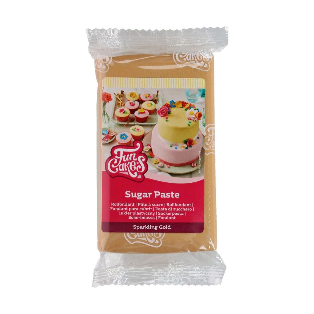 Fondant arrotolato color oro scintillante FunCakes: facile da usare, liscio, flessibile, morbido e modellabile, perfetto per decorare torte, halal, kosher e senza glutine. Pasta di zucchero da 250 g Naty Shop Default Title