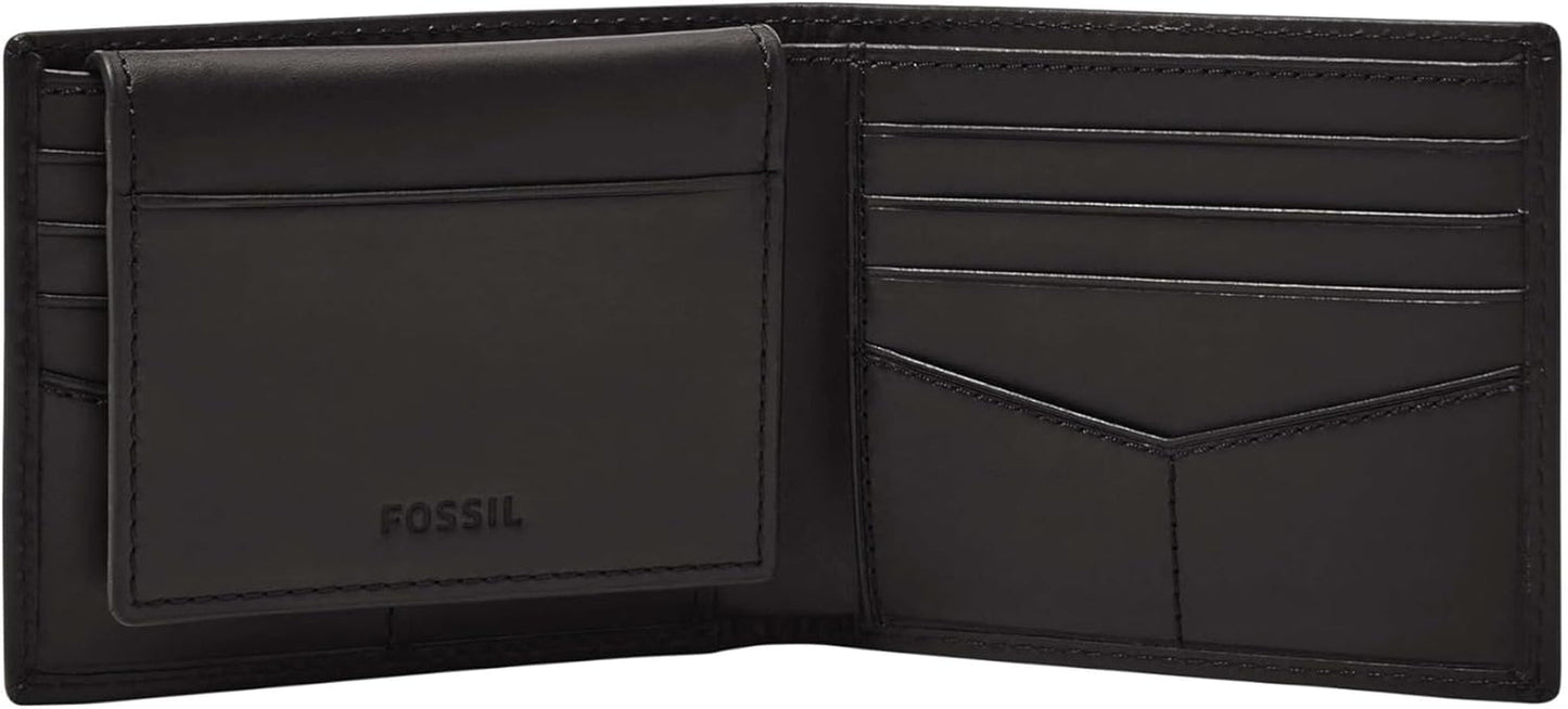 Fossil Derrick Porta passaporto bifold da uomo in pelle con blocco RFID e porta carte staccabile Portafoglio da uomo Naty Shop