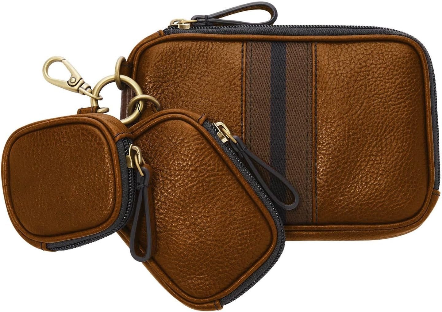 Borsa da viaggio Fossil Tech Trio da uomo 17,78 cm L x 3,175 cm L x 12,065 cm A Portafoglio da uomo Naty Shop Marrone