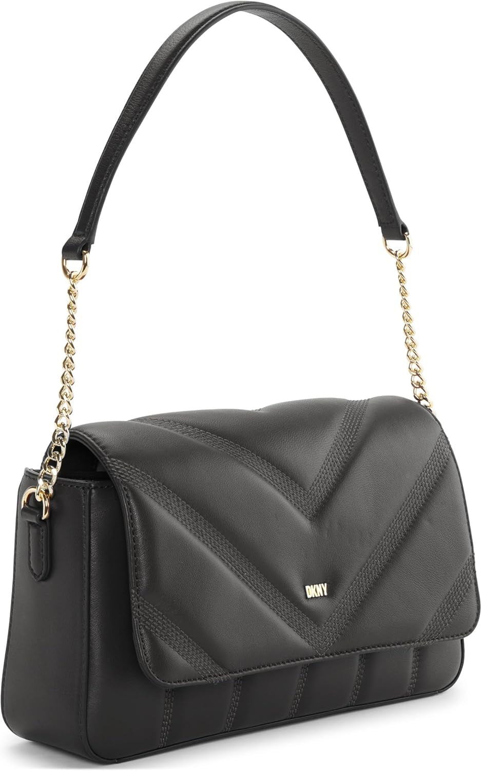 Borsa a tracolla con patta da donna DKNY, borse Naty Shop da donna nere/gialle