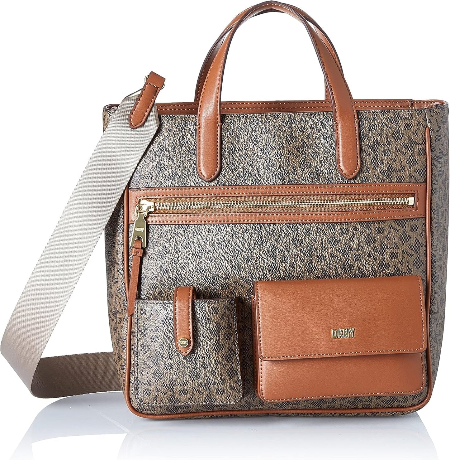 DKNY Borsa tote Zyon Messenger da donna, Moka/Caramello, Taglia unica Borse Donna Naty Shop Titolo predefinito