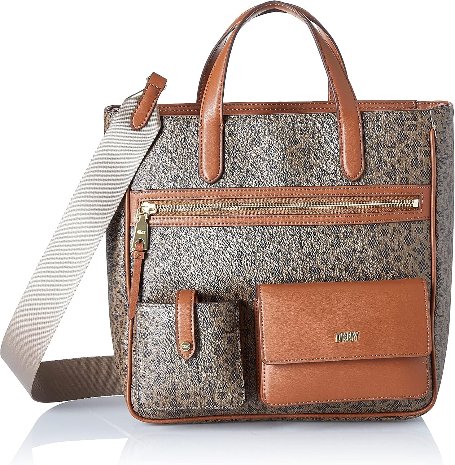 DKNY Borsa tote Zyon Messenger da donna, Moka/Caramello, Taglia unica Borse Donna Naty Shop Titolo predefinito