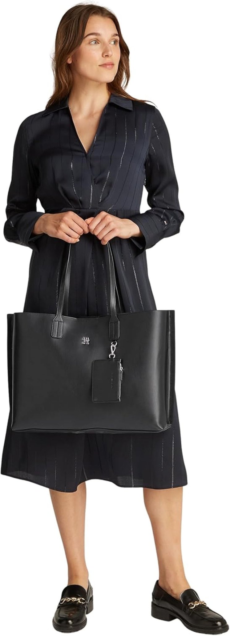 Borsa tote con cerniera Tommy Hilfiger Distinct da donna, Nero (Black), Full Size Naty Shop Borse da donna