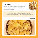Zenzero candito a pezzi 1 kg | Frutta secca disidratata Fette di zenzero glassate | Zenzero candito a fette | Foglie secche zuccherate | IDEALE per ricette | Vegetariani e vegani. Prodotti disidratati Naty Shop