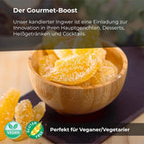 Zenzero candito a pezzi 1 kg | Frutta secca disidratata Fette di zenzero glassate | Zenzero candito a fette | Foglie secche zuccherate | IDEALE per ricette | Vegetariani e vegani. Prodotti disidratati Naty Shop