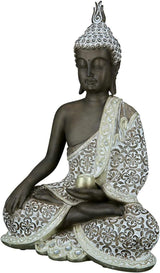 GILDE Scultura decorativa Buddha seduto - Meditazione - marrone/bianco - Altezza 29 cm Statue e sculture Naty Shop Marrone Altezza 35 cm