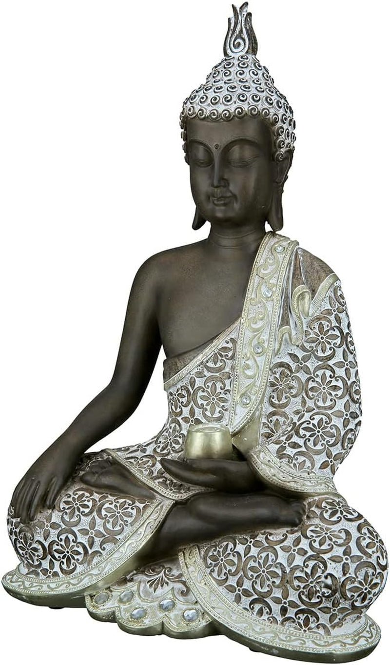 GILDE Scultura decorativa Buddha seduto - Meditazione - marrone/bianco - Altezza 29 cm Statue e sculture Naty Shop Marrone Altezza 35 cm
