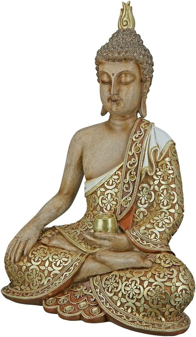 GILDE Scultura decorativa Buddha seduto - Meditazione - marrone/bianco - Altezza 29 cm Statue e sculture Naty Shop Colori marrone, oro Altezza 35 cm