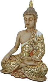 GILDE Scultura decorativa Buddha seduto - Meditazione - marrone/bianco - Altezza 29 cm Statue e sculture Naty Shop Colori marrone, oro Altezza 35 cm