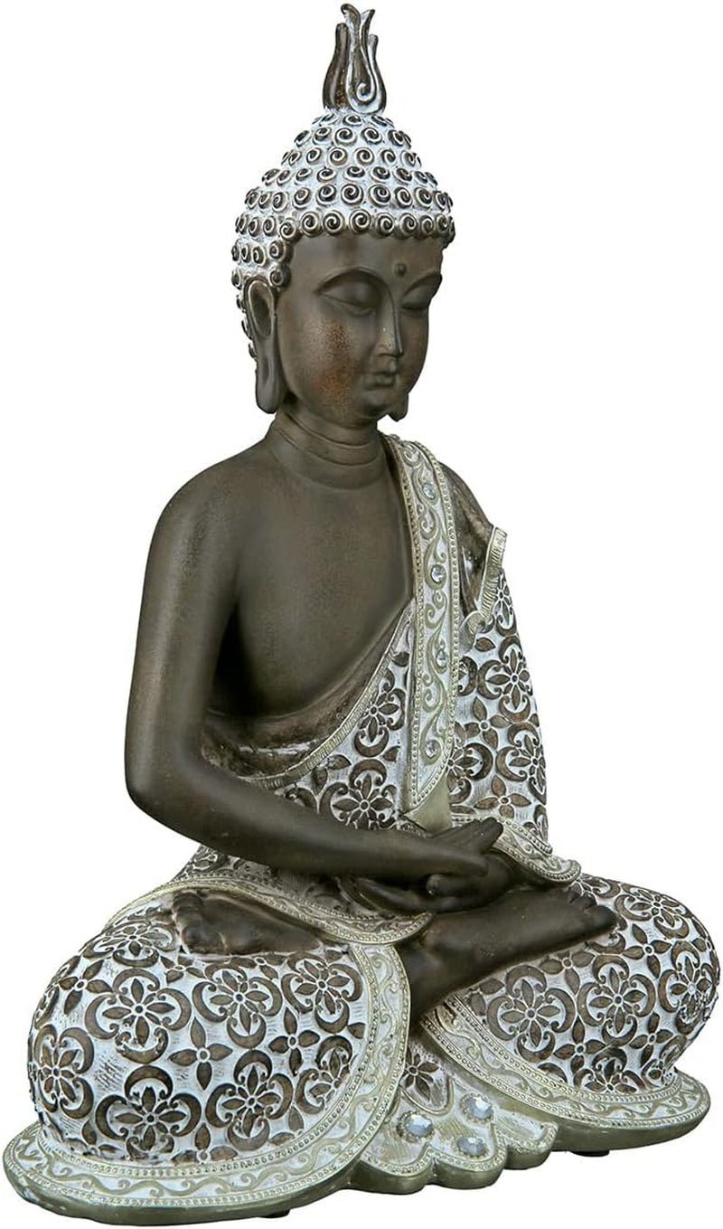 GILDE Scultura decorativa Buddha seduto - Meditazione - marrone/bianco - Altezza 29 cm Statue e sculture Naty Shop