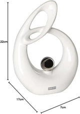 GILDE Scultura decorativa in ceramica Vita - figura bianca smaltata bianco/argento con palla argento - altezza 22 cm Statue e sculture Naty Shop