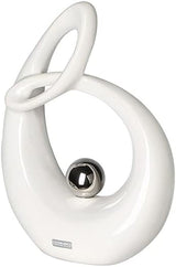 GILDE Scultura decorativa in ceramica Vita - figura bianca smaltata bianco/argento con palla argento - altezza 22 cm Statue e sculture Naty Shop