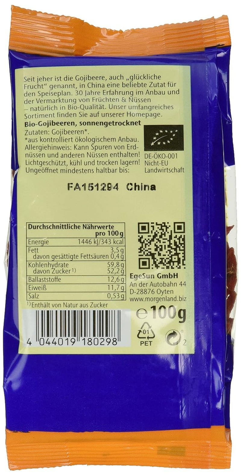 Bacche di Goji 100g frutta secca biologica, 1 confezione (1 x 100g) Prodotti disidratati Il mio negozio