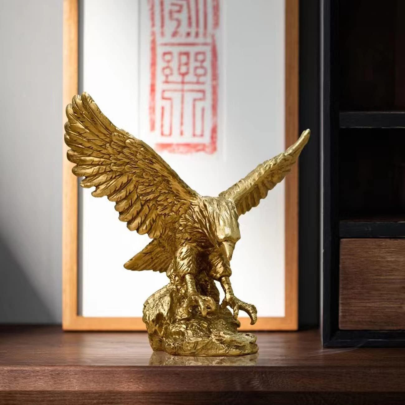 Statua con ornamenti in resina dell'Aquila reale, Scultura dell'aquila reale Decorazione moderna per la casa e l'ufficio Decorazione del desktop (Oro 1) Statuette e sculture Naty Shop