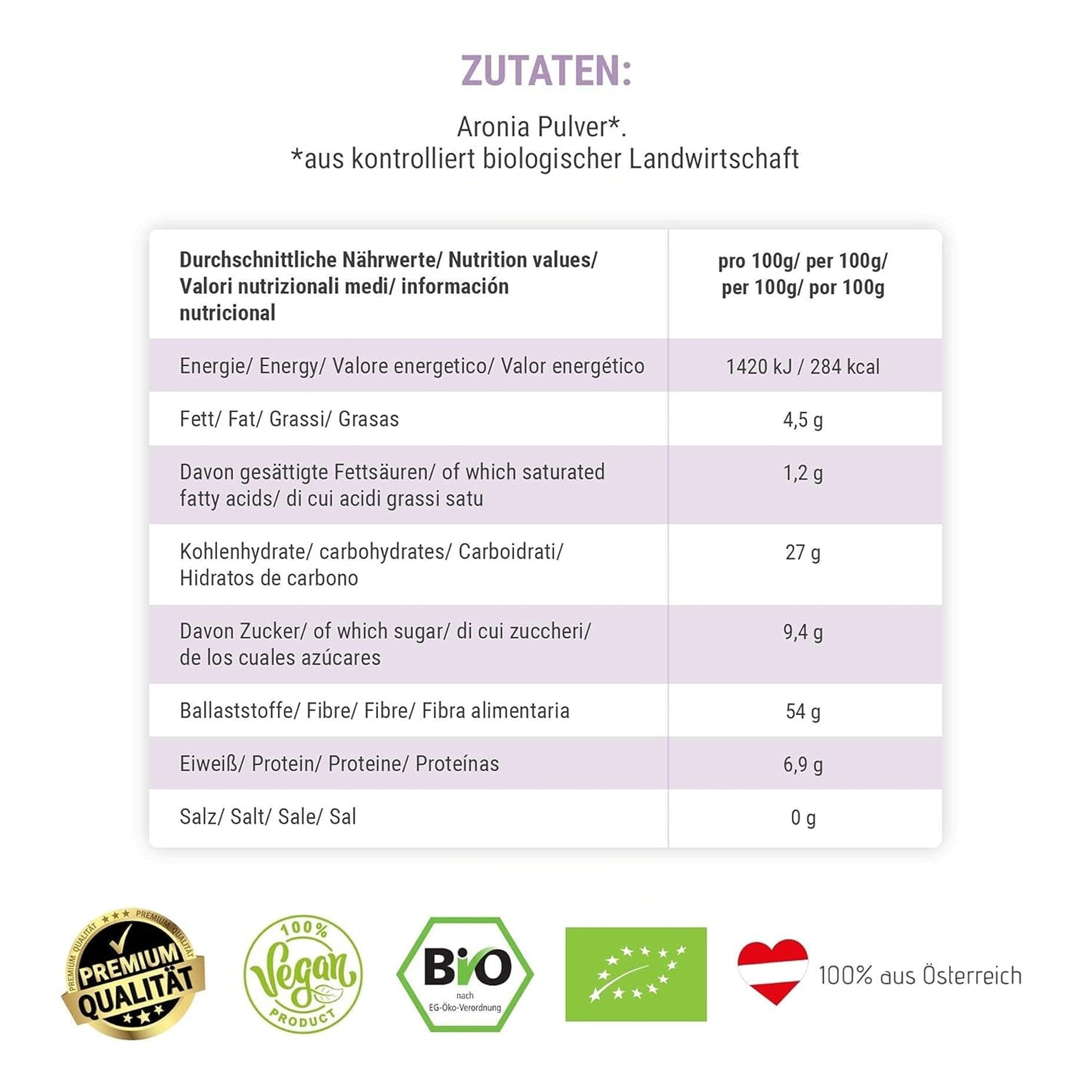GREEN PANDA® polvere di aronia biologica dall'Austria | Aronia essiccata finemente macinata | Aronia biologica senza additivi | alternativa regionale alla polvere di acai e alle bacche di goji | 500g di prodotti disidratati Naty Shop
