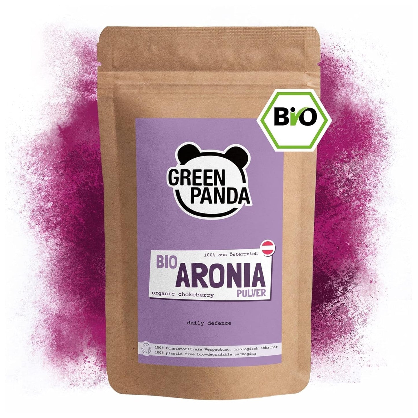 GREEN PANDA® polvere di aronia biologica dall'Austria | Aronia essiccata finemente macinata | Aronia biologica senza additivi | alternativa regionale alla polvere di acai e alle bacche di goji | 500g Naty Shop prodotti disidratati Titolo predefinito