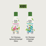 Set vantaggi Guhl Kids Dino - 2x Shampoo e Gel Doccia Guhl Kids 2 in 1, 250 ml + 1x Libro Pixi - Sviluppato appositamente per i bambini - Non si tira - Certificato Cosmos Natural Bambini - Cura del bagno e della pelle Naty Shop