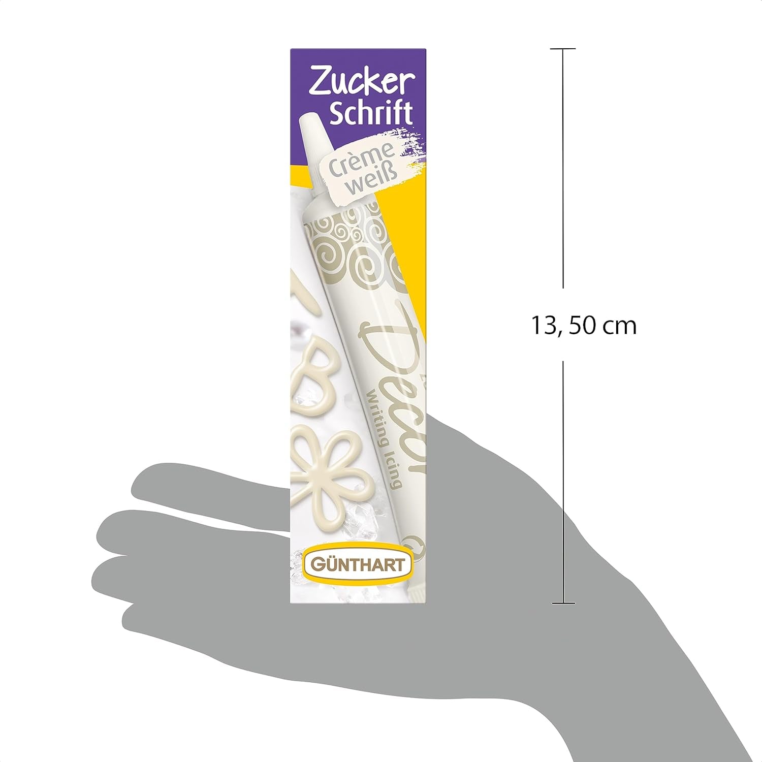 Günthart BackDecor 25 g Lettere di zucchero BIANCO per ogni dessert in colore zucchero bianco per bellissime lettere e disegni, 1 confezione (25 g) Pasta di zucchero Naty Shop