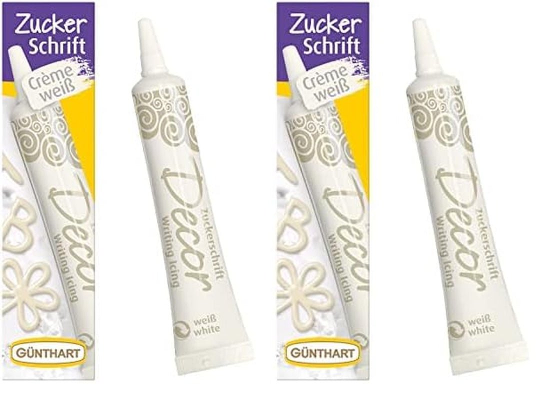Günthart BackDecor 25g Lettere di zucchero BIANCO per ogni dessert in colore zucchero bianco per bellissime lettere e disegni, 1 confezione (25g) Naty Shop Pasta di zucchero media (confezione da 2) Lettere di zucchero bianco