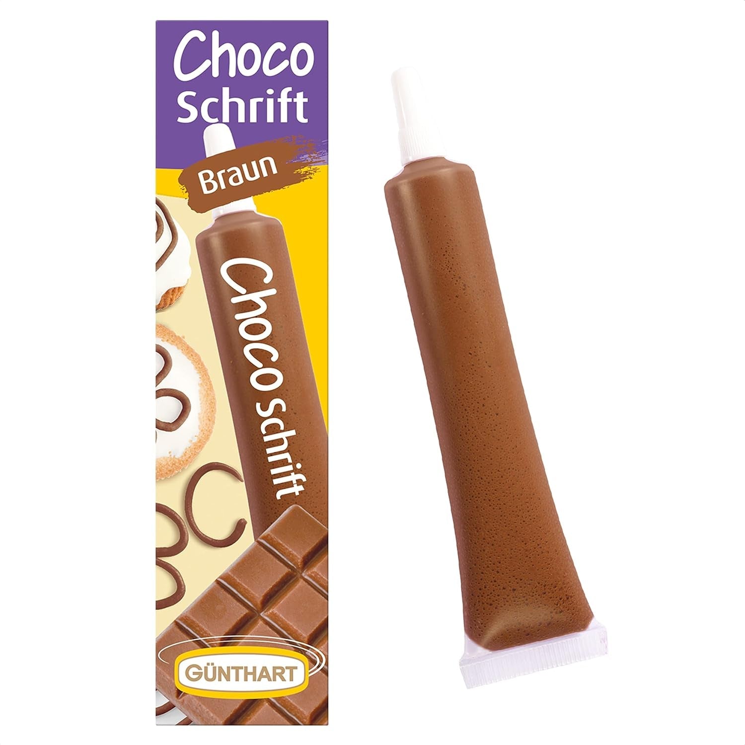 Günthart BackDecor 25 gr lettere di zucchero BIANCO per qualsiasi dessert in colore bianco di zucchero per bellissime lettere e disegni, 1 confezione (25 gr) di pasta di zucchero Naty Shop Piccole lettere di cioccolato marroni