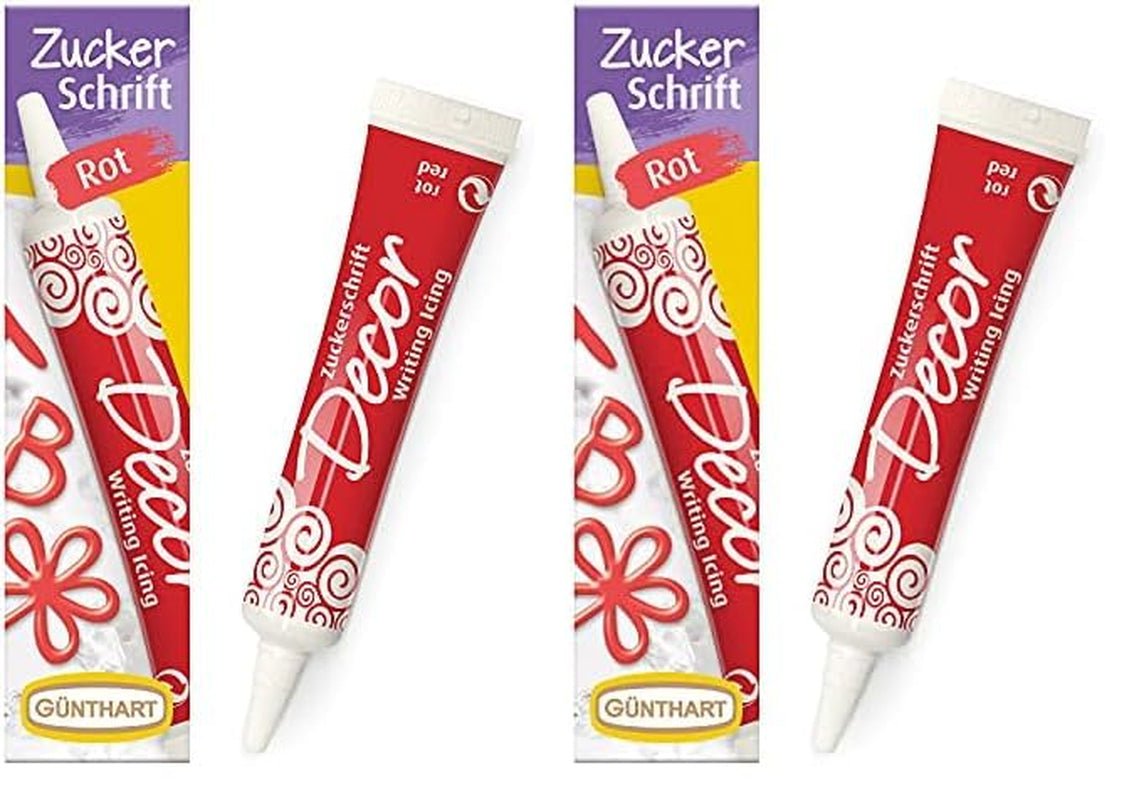 Günthart BackDecor 25g lettere di zucchero BIANCO per qualsiasi dessert in colore bianco di zucchero per bellissime lettere e disegni, 1 confezione (25g) Naty Shop pasta di zucchero 25G (confezione da 2) Carattere di zucchero rosso