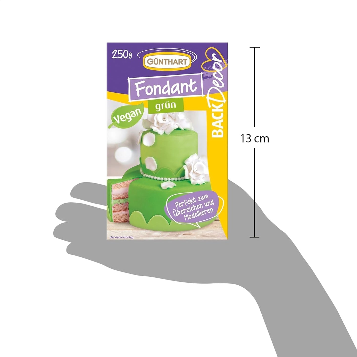Günthart BackDecor 250 fondente verde, 100% vegano, senza olio di palma, resistente agli strappi per ricoprire torte e pasticcini, adatto per modellare, 1 confezione (1 x 250 g) Naty Shop Pasta di zucchero
