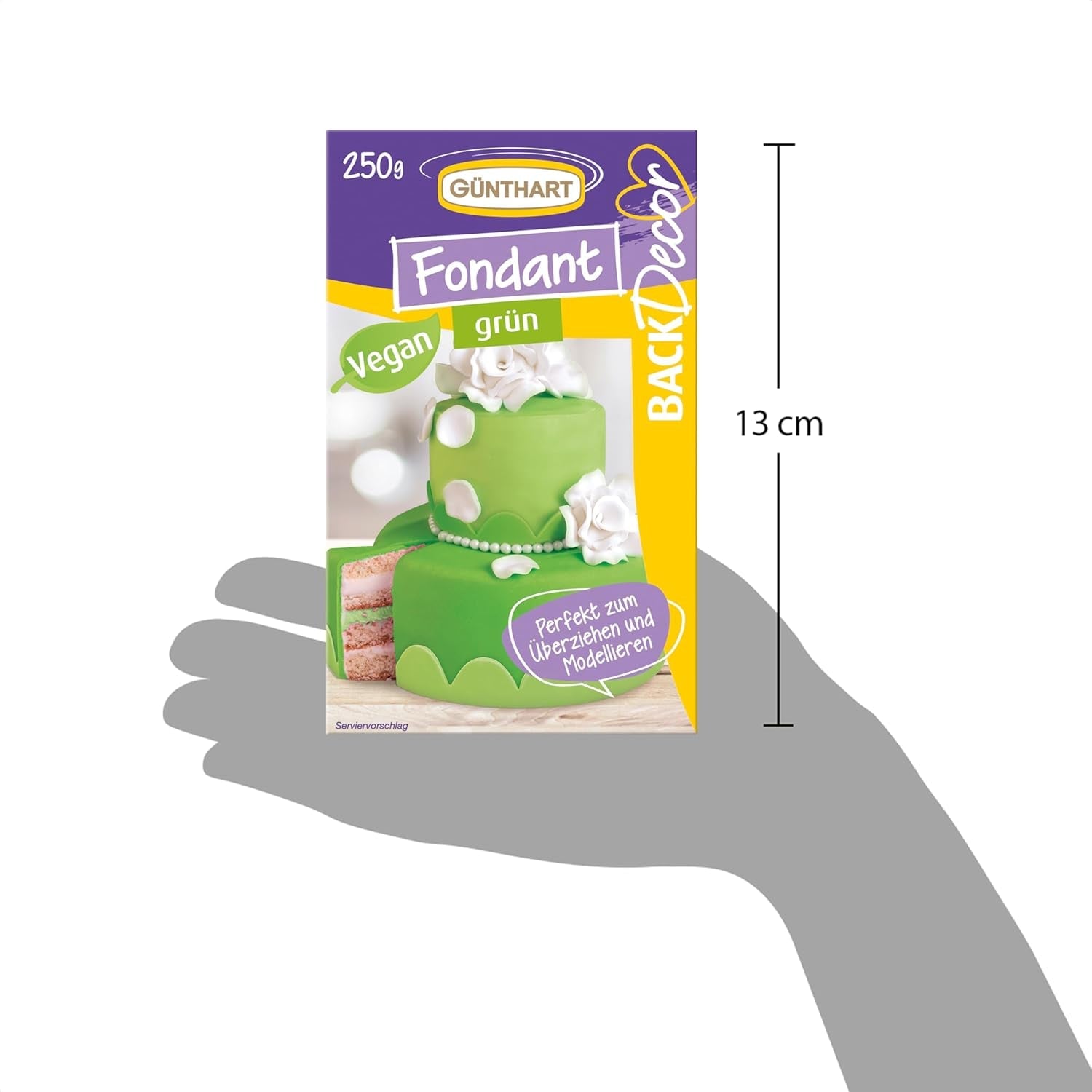 Günthart BackDecor 250 fondente verde, 100% vegano, senza olio di palma, resistente agli strappi per ricoprire torte e pasticcini, adatto per modellare, 1 confezione (1 x 250 g) Naty Shop Pasta di zucchero