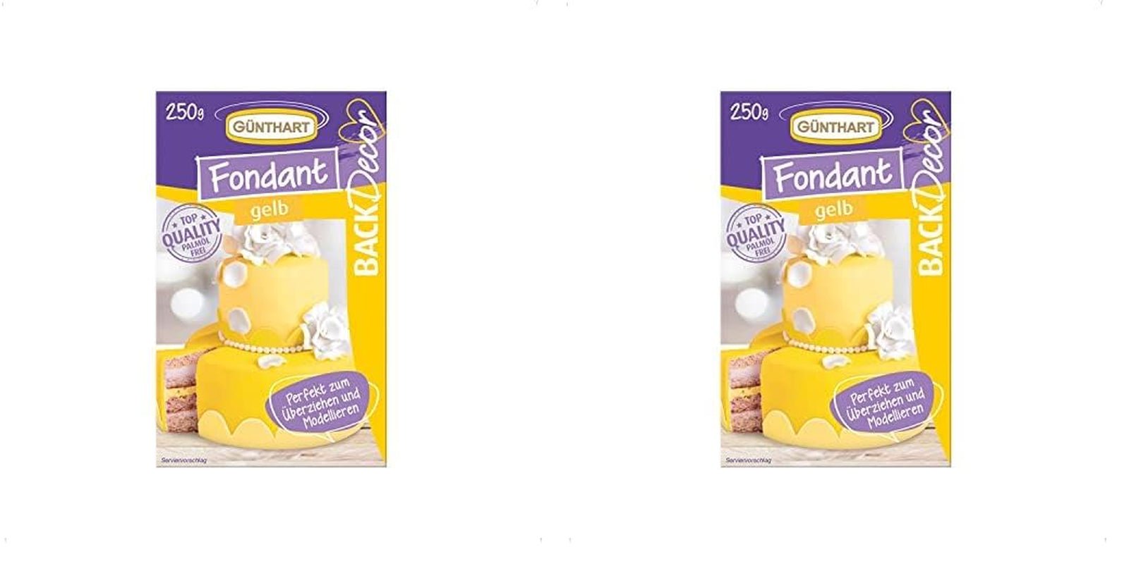 Günthart BackDecor 250 Fondant Green 100% vegano senza olio di palma Resistente agli strappi Per coprire torte e pasticcini Adatto per modellare 1 confezione (1 x 250g) Naty Shop Pasta di zucchero 250G (confezione da 2) Giallo