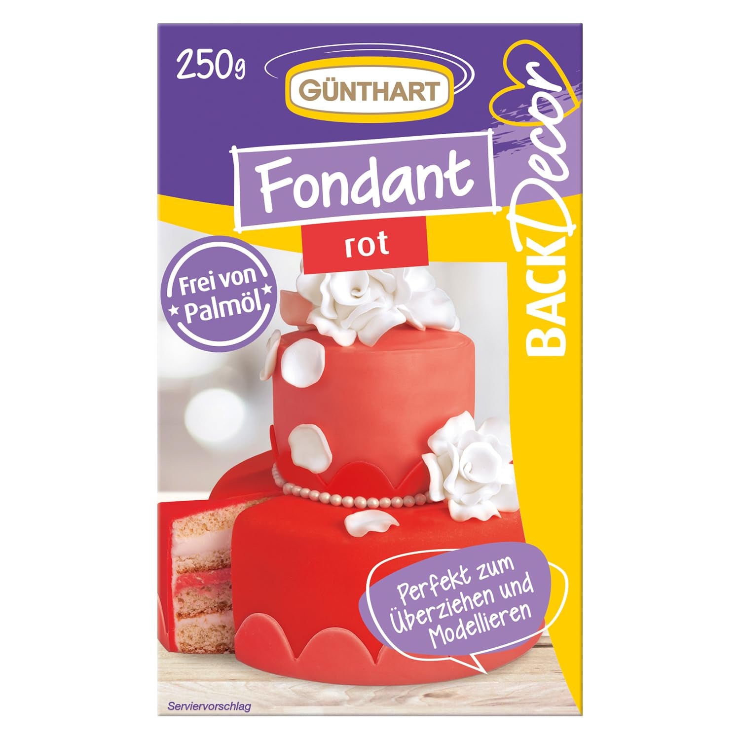 Günthart BackDecor 250 Fondant Verde 100% Vegano Senza Olio Di Palma Resistente Allo Strappo Per Ricoprire Torte E Pasticceria Adatto Per Modellare 1 Confezione (1 x 250g) Naty Shop Pasta Di Zucchero 250G (1 Confezione) Rosso