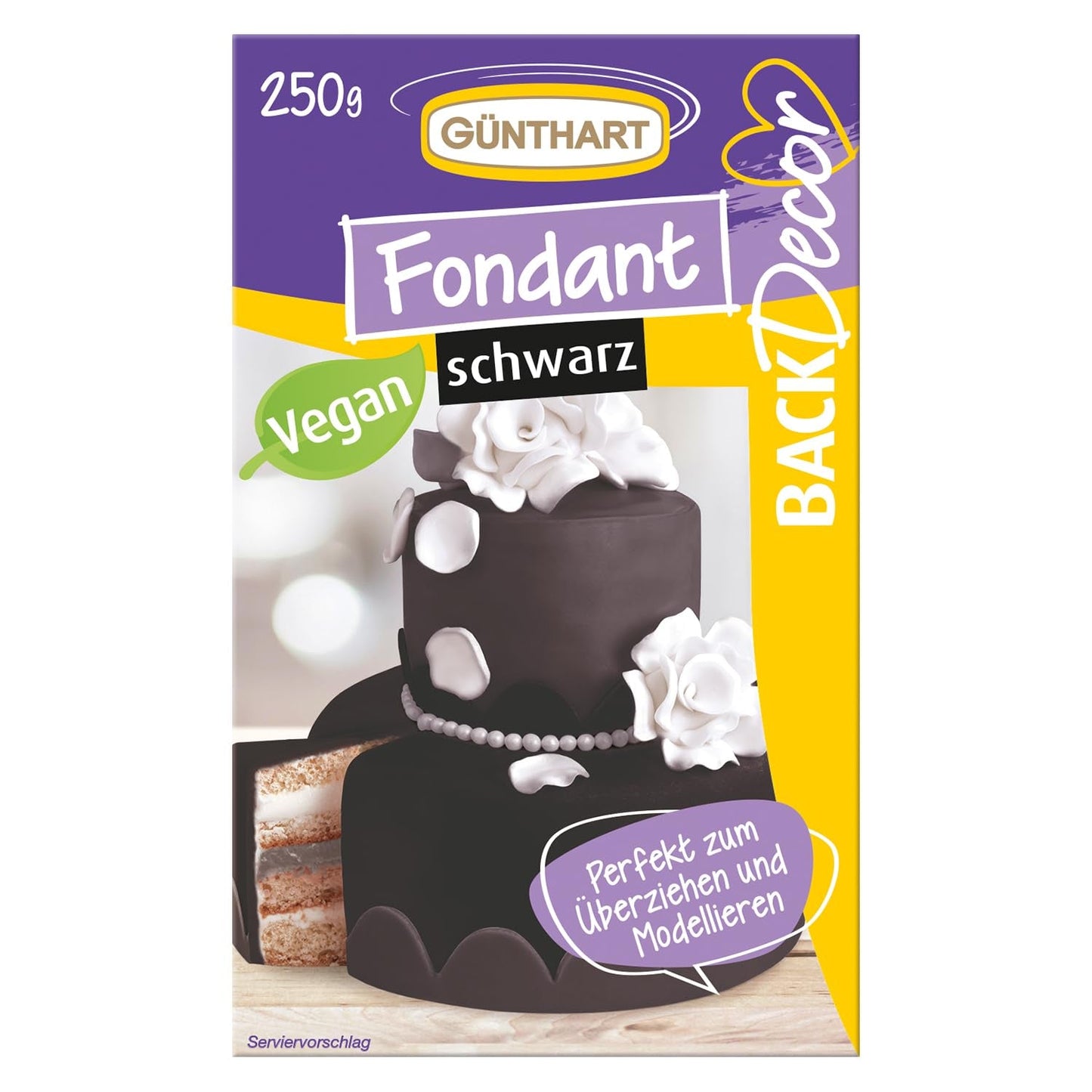 Günthart BackDecor 250 Fondant Verde 100% Vegano Senza Olio Di Palma Resistente Allo Strappo Per Ricoprire Torte E Pasticceria Adatto Per Modellare 1 Confezione (1 x 250g) Naty Shop Pasta Di Zucchero 250G (1 Confezione) Nera